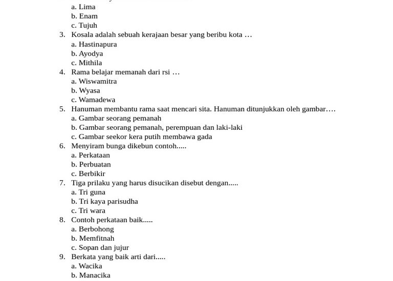 15 Bocoran Soal UAS Agama Hindu Kelas 4 Semester 2 yang Wajib Dipelajari Agar Nilai Bagus