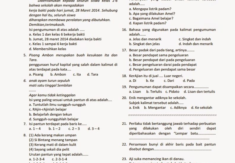 7 Rahasia Sukses Nilai Sempurna dengan Bank Soal UAS B.Indonesia Kelas 4 dan Kunci Jawaban