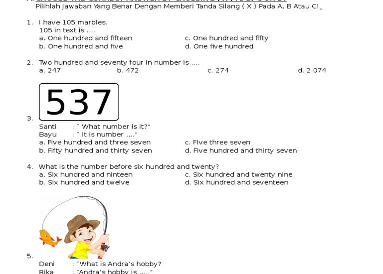 bank soal uas inggris sd kelas 4 2013