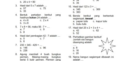 40 Soal Ulangan Matematika Kelas 4 Semester 2