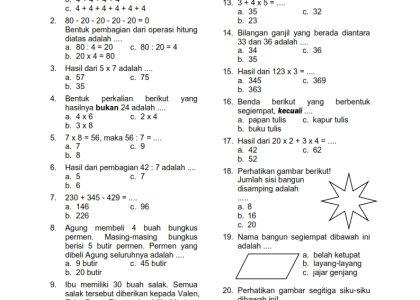 bank soal uas matematika kelas 4 semester 2