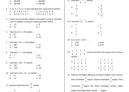 bank soal uas matematika sd kelas 4 semester 1